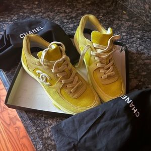 Yellow Chanel sneakers